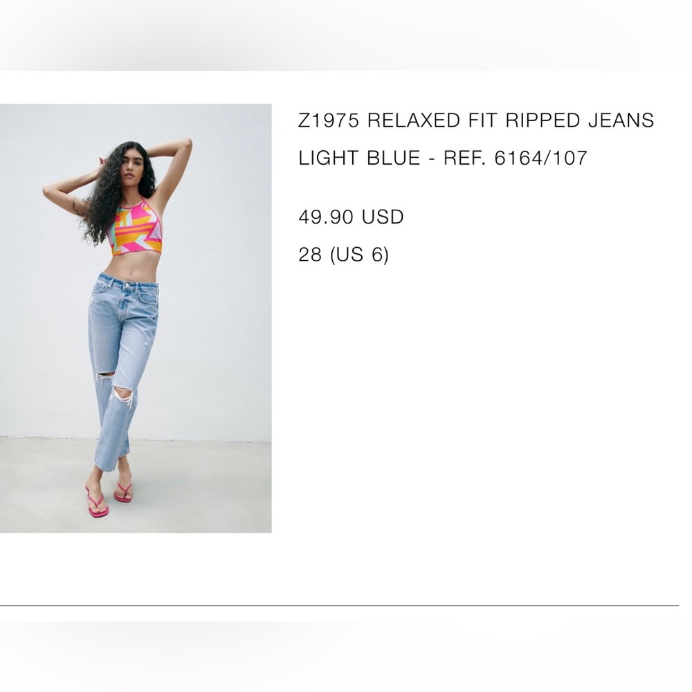 Zara relaxed fit ripped jeans